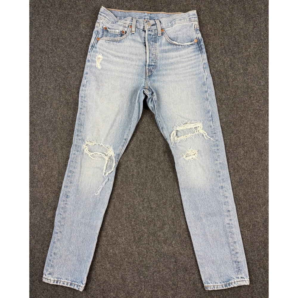Levi's 501 Women's Jeans W26 L28 Light Wash Distressed Straight Leg 27x27